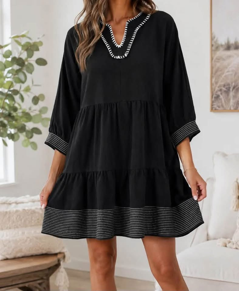 Matraca Olive Stitched Mini Dress