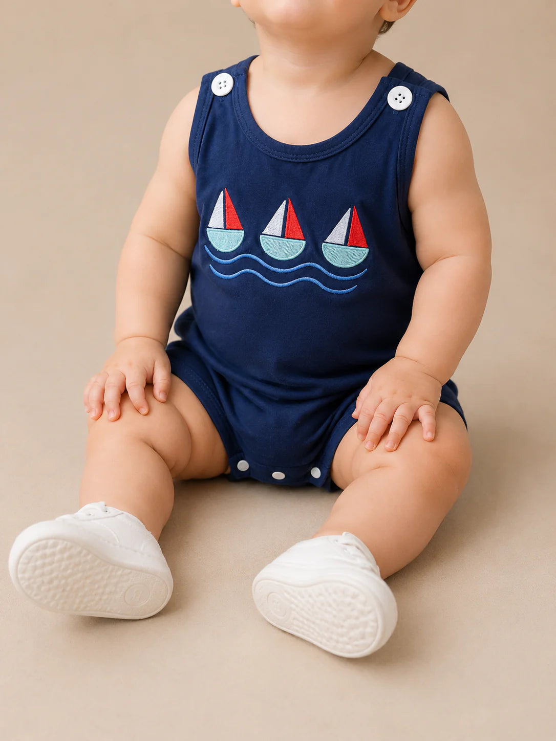 Navy Sailboat Romper