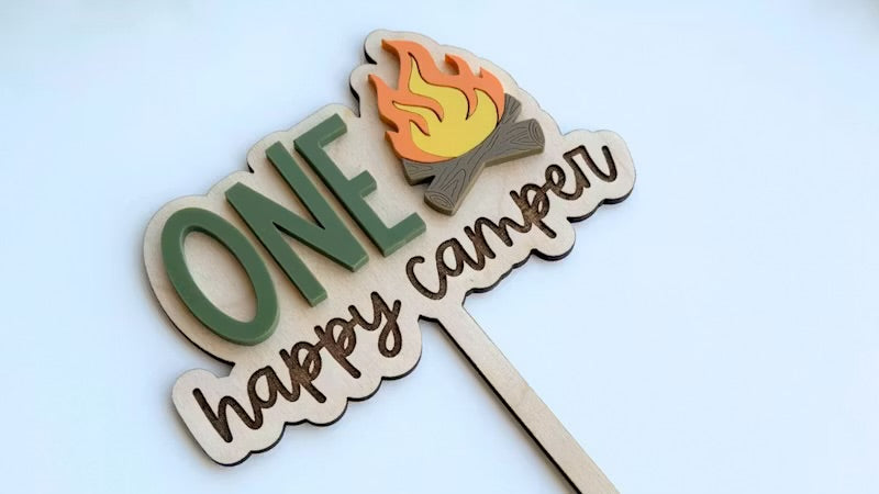 One Happy Camper Cake Topper
